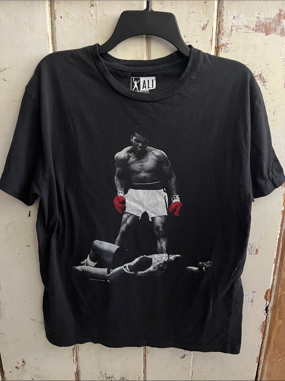 Mahammad Ali Offical Black Graphic Boxing K.O. Tee with Red Accents